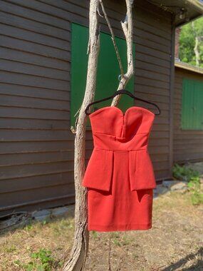 AQ/AQ ORANGE VENDELA STRAPLESS MINI DRESS SIZE US 2 UK 6